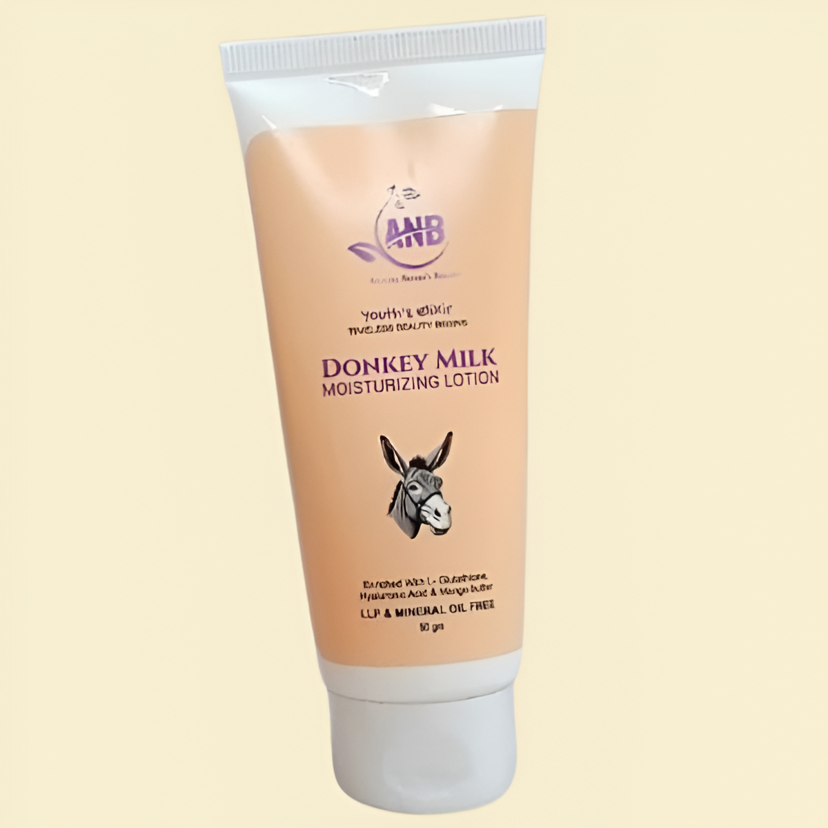 ANB Donkey Milk Moisturizing Lotion – Youth’s Elixir is a rich, nourishing formula designed to hydrate deeply, enhance skin elasticity, Free from LLP and mineral oils, this lotion is powered by L-Glutathione, Hyaluronic Acid, and Mango Butter