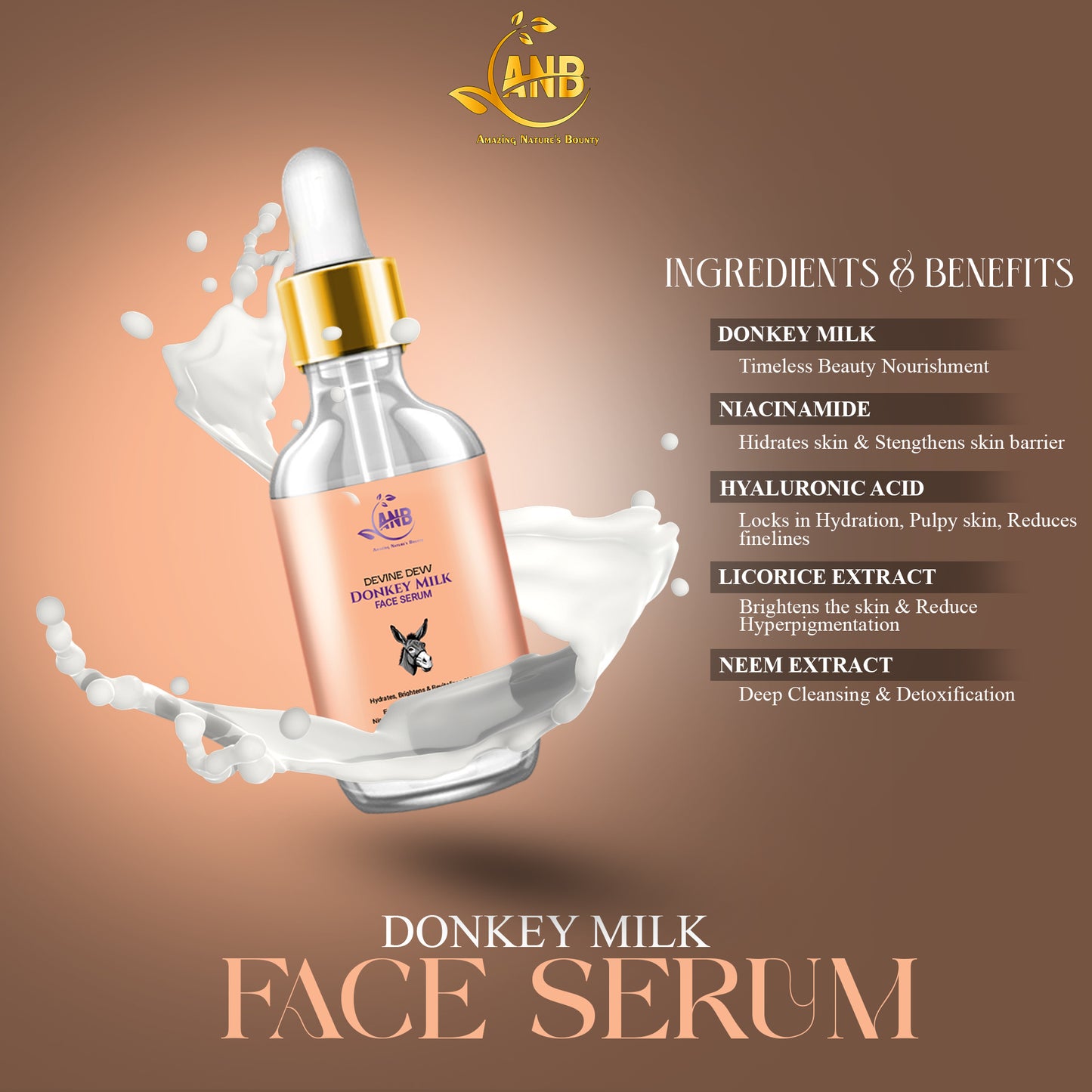 ANB Donkey Milk Face Serum – Hydrates Skin and Strengthens Skin Barrier