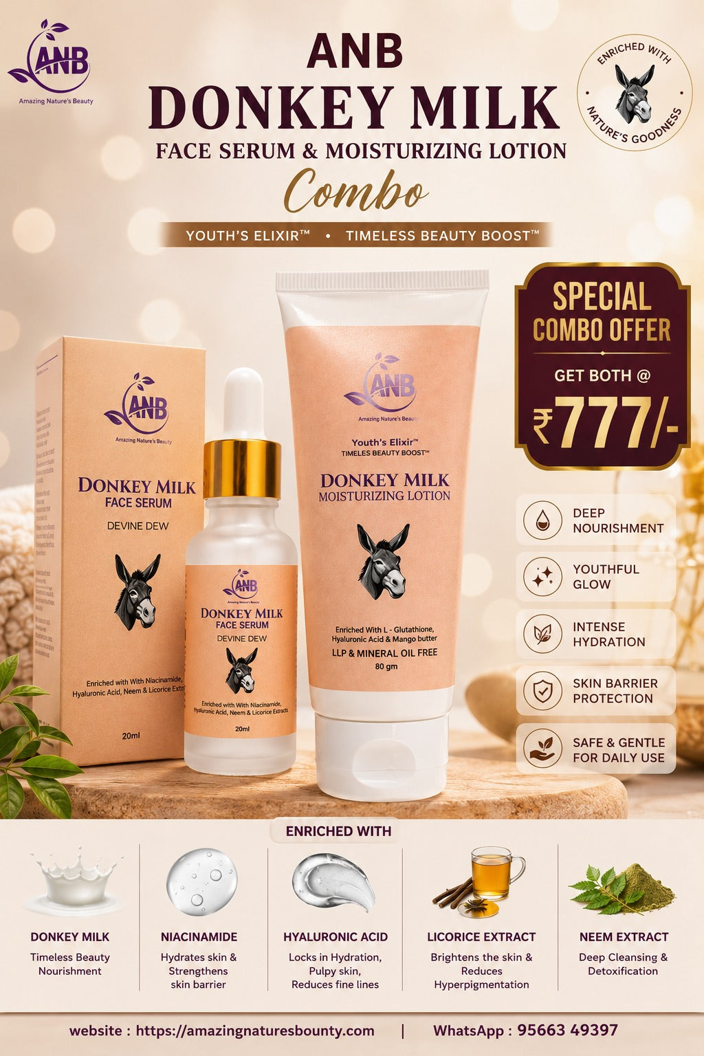 Donkey Milk Serum And Lotion Combo