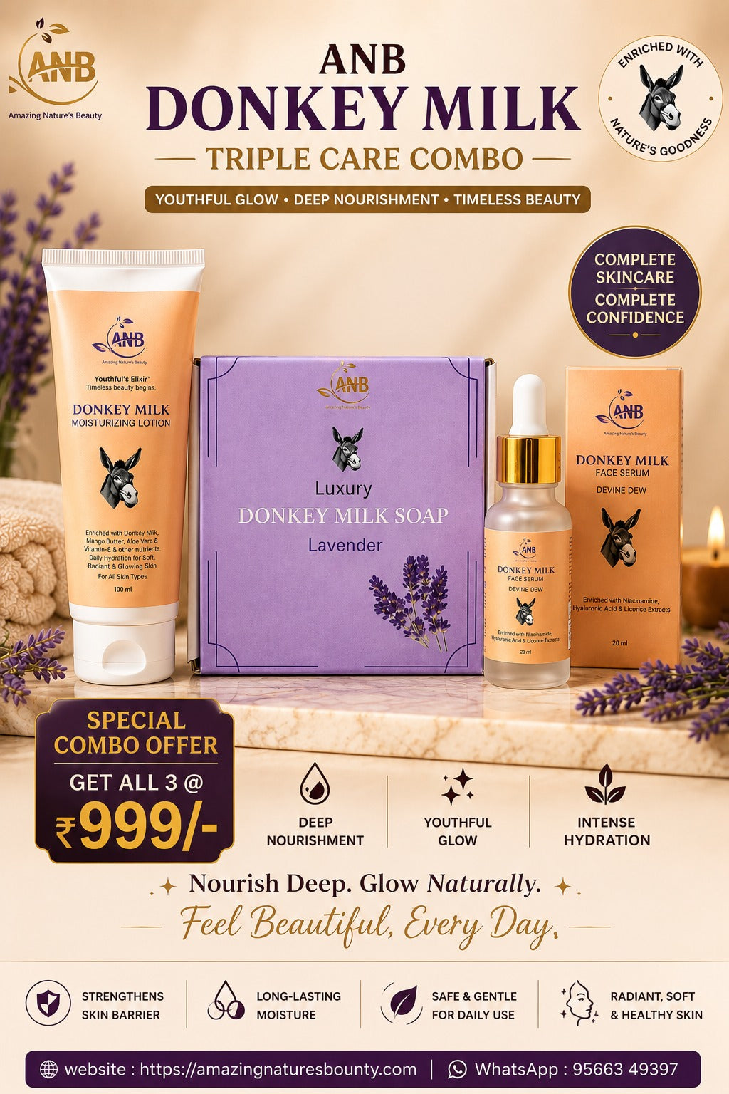 Donkey Milk Triple Care Lavender Combo