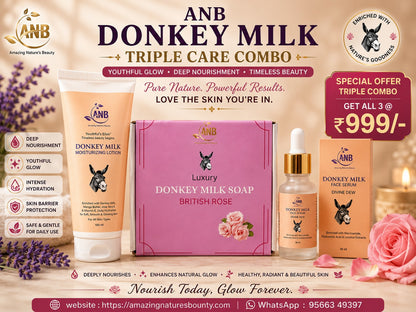 Donkey Milk Triple Care British Rose Combo