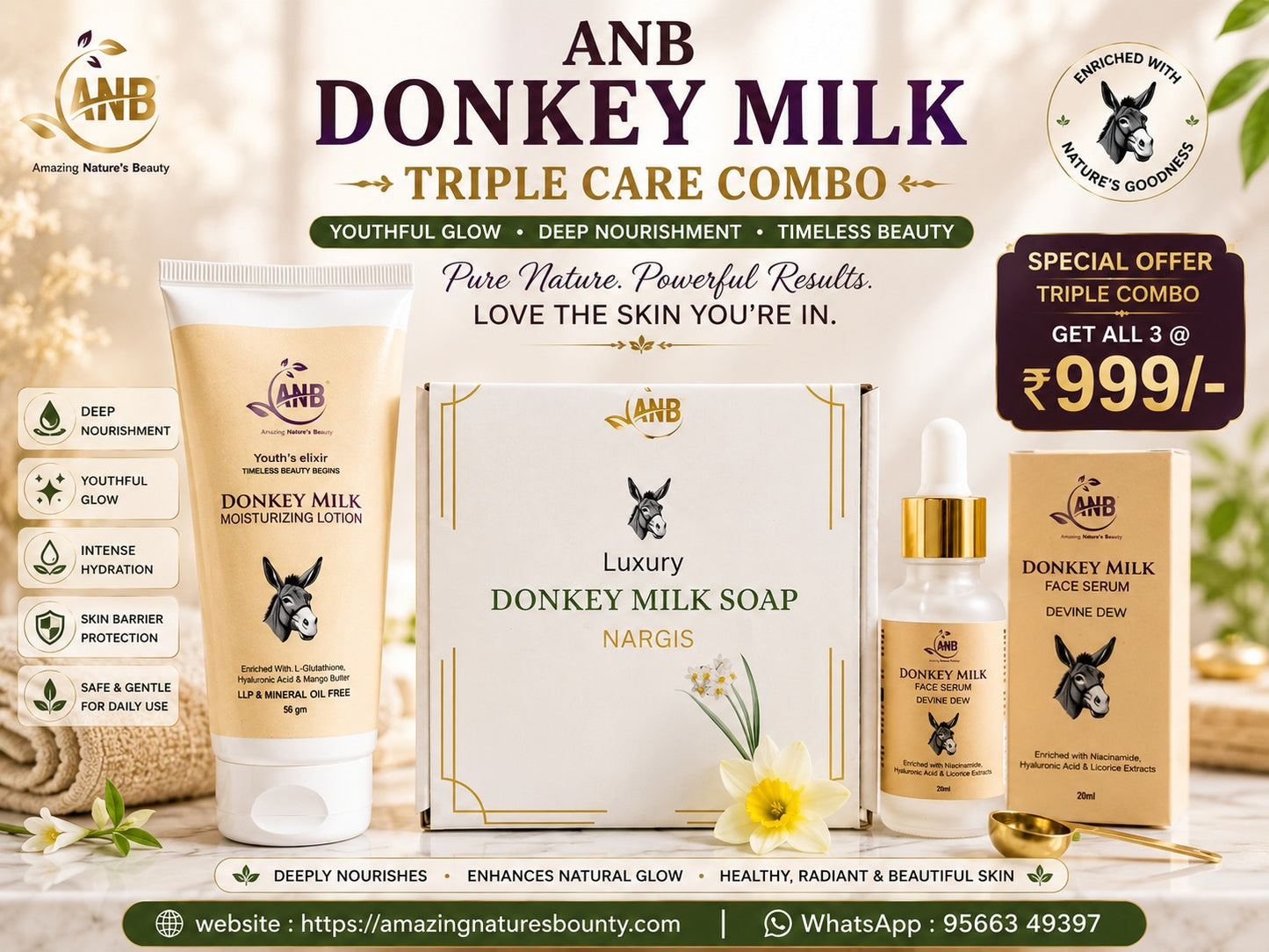 Donkey milk triple care nargis combo